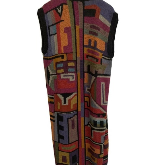The Peruvian Connection 100% Alpaca Wool Long Sweater Vest Abstract Multi Sz XL - Picture 6 of 6